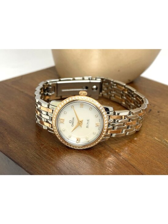 Omega De Ville Prestige Women\'s Watch Diamond Mother of Pearl 18K Gold & Steel